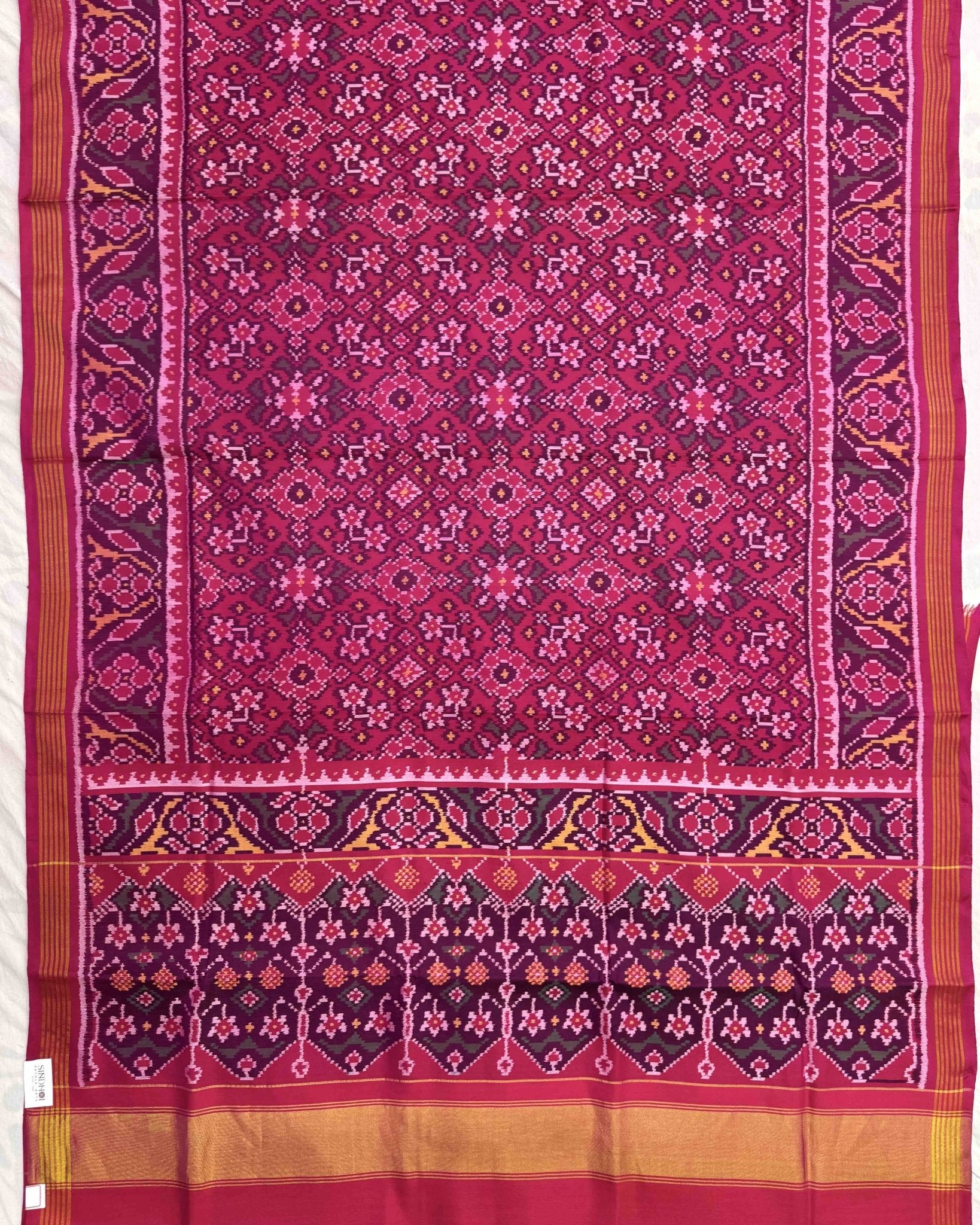 Pink Navratan Patola Saree - SindhoiPatolaArt