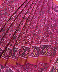 Pink Navratan Patola Saree - SindhoiPatolaArt