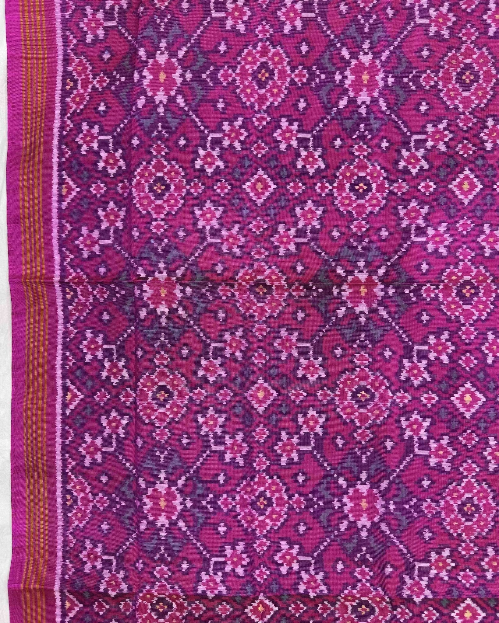 Pink Navratan Semi Double Ikat Patola Dupatta - SindhoiPatolaArt