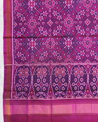 Pink Navratan Semi Double Ikat Patola Dupatta - SindhoiPatolaArt
