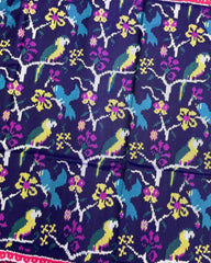 Pink & Navy Blue Fancy Bird Patola Saree - SindhoiPatolaArt