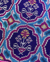 Pink & Navy Blue Flower Patola Saree - SindhoiPatolaArt