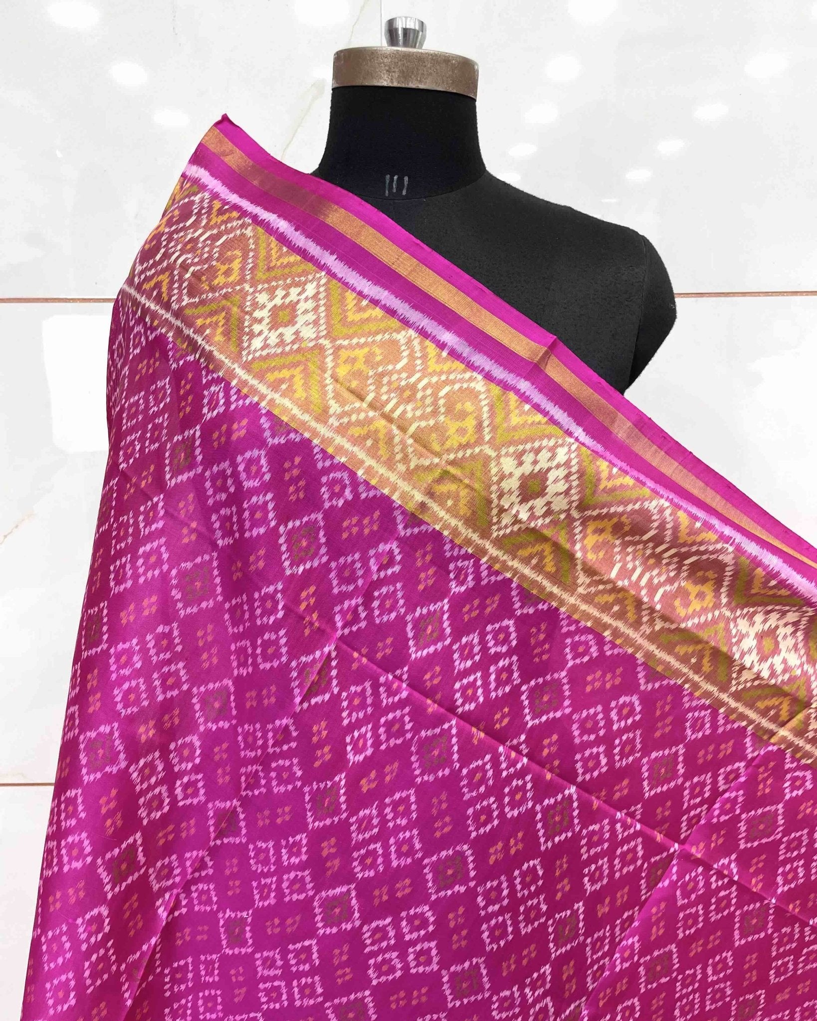 Pink New Bandhani Design Patola Dupatta - SindhoiPatolaArt