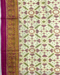Pink & Off White Manekchowk Designer Patola Saree - SindhoiPatolaArt