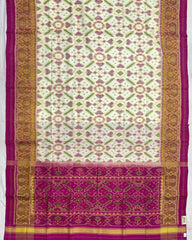 Pink & Off White Manekchowk Designer Patola Saree - SindhoiPatolaArt