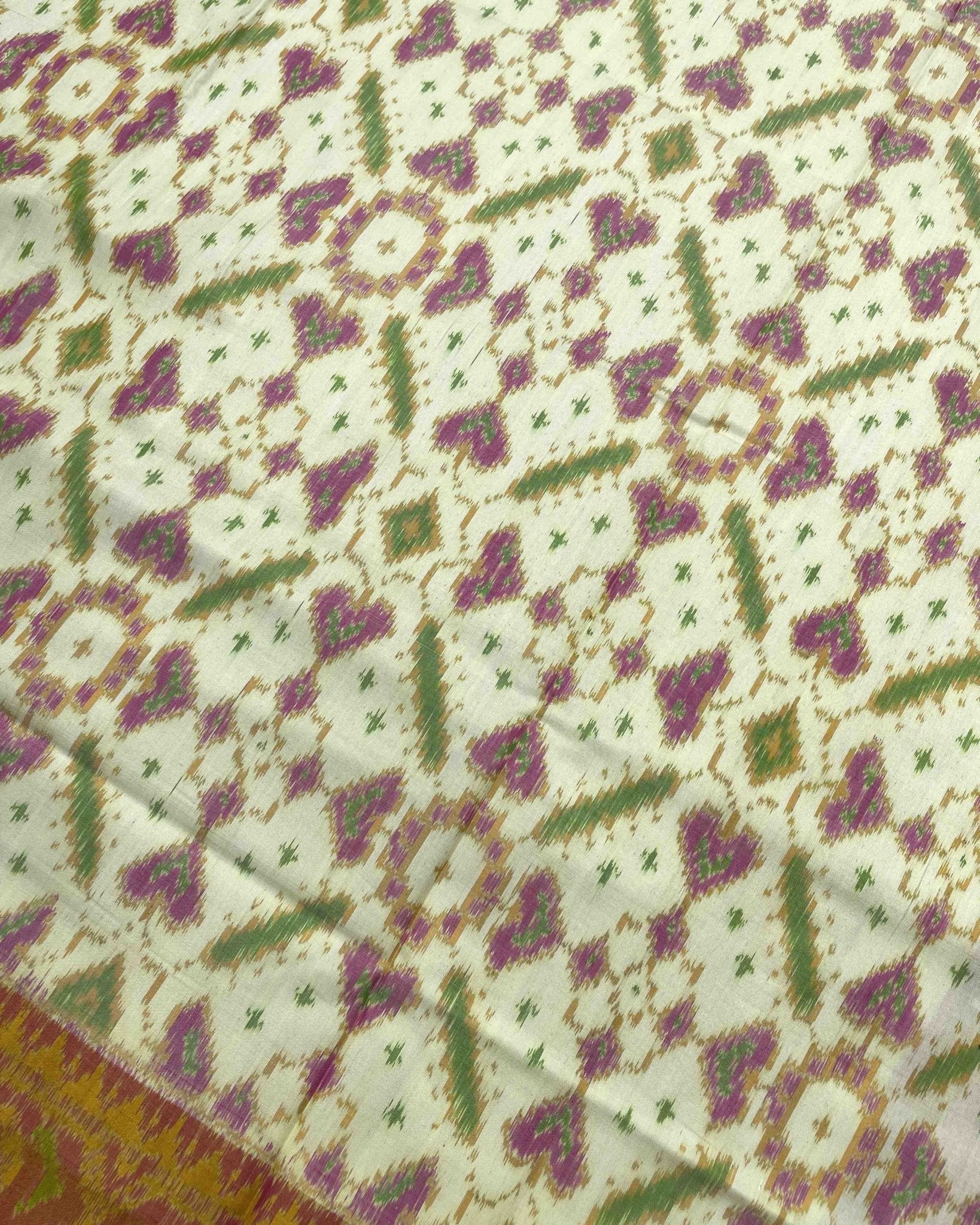 Pink & Off White Manekchowk Designer Patola Saree - SindhoiPatolaArt