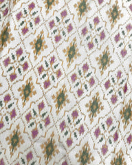 Pink & Off White Panchanda Patola Saree - SindhoiPatolaArt