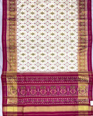 Pink & Off White Panchanda Patola Saree - SindhoiPatolaArt
