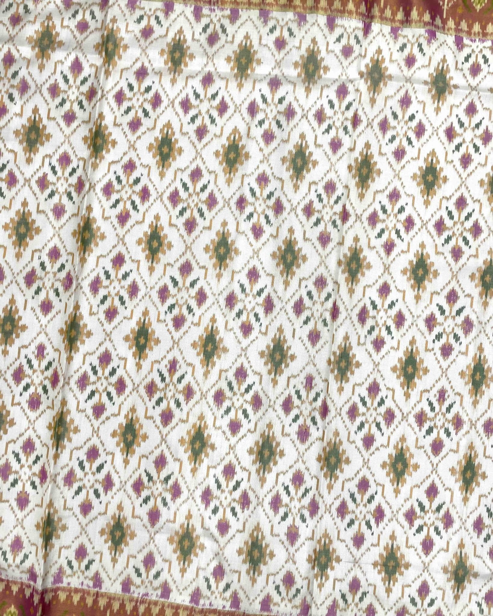 Pink & Off White Panchanda Patola Saree - SindhoiPatolaArt
