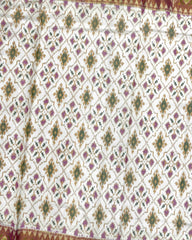 Pink & Off White Panchanda Patola Saree - SindhoiPatolaArt
