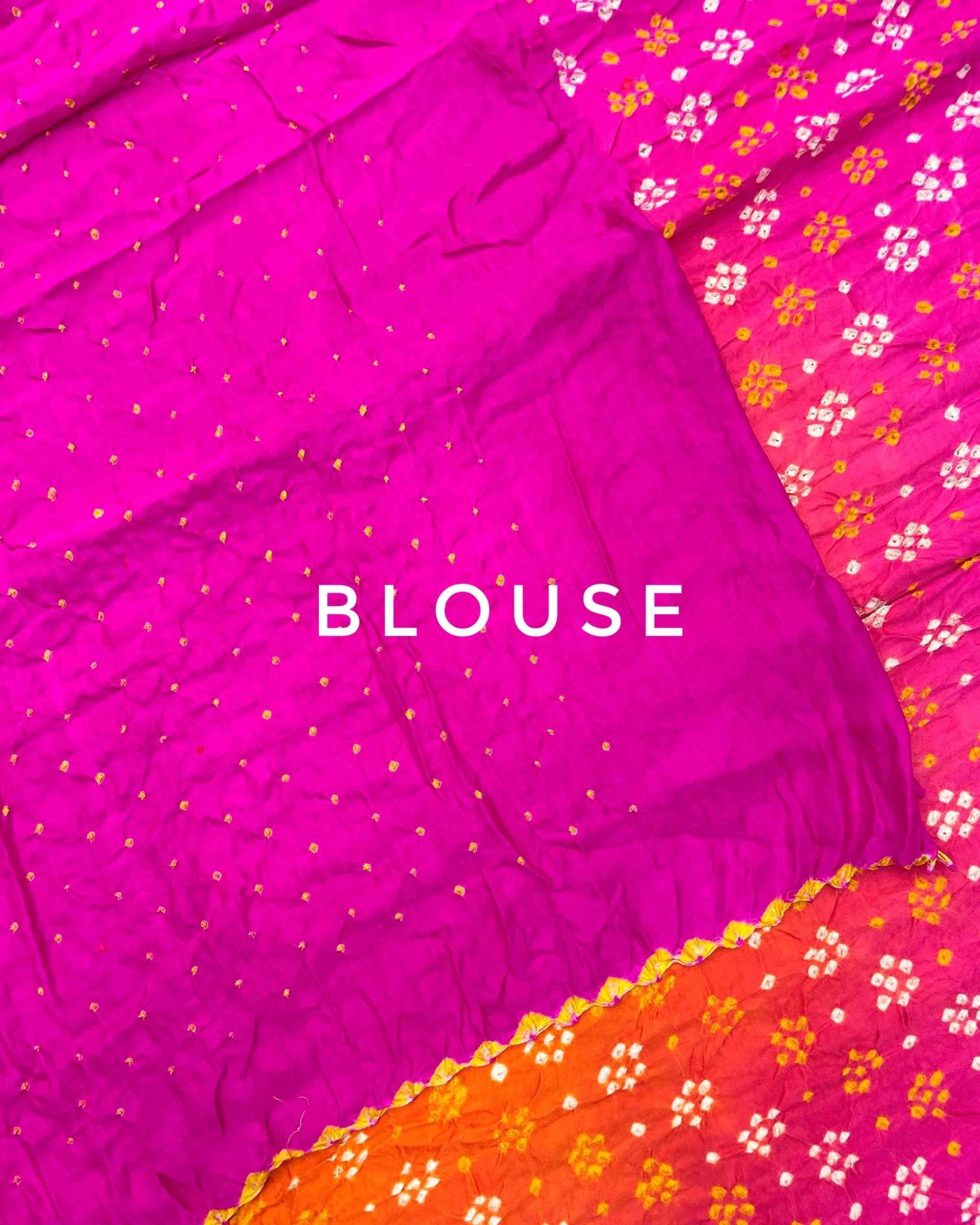 Pink & Orage Gajji Silk Bandhani Saree - SindhoiPatolaArt