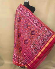 Pink & Orange Navratan Patola Dupatta - SindhoiPatolaArt