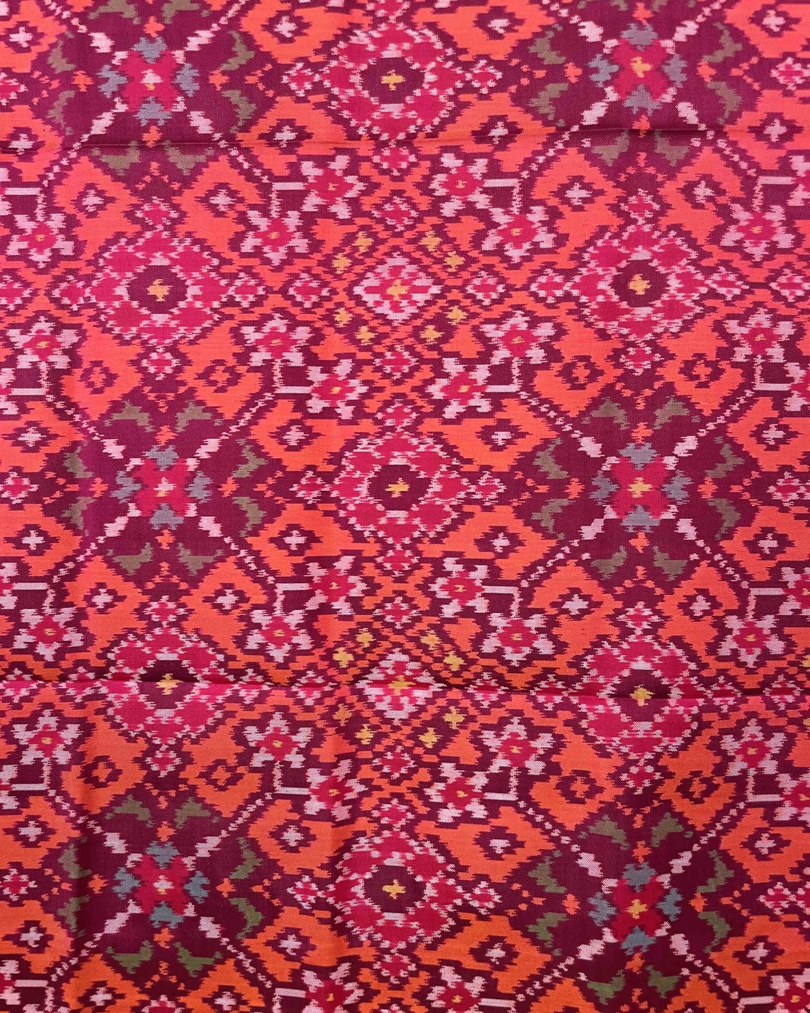 Pink & Orange Navratan Patola Dupatta - SindhoiPatolaArt