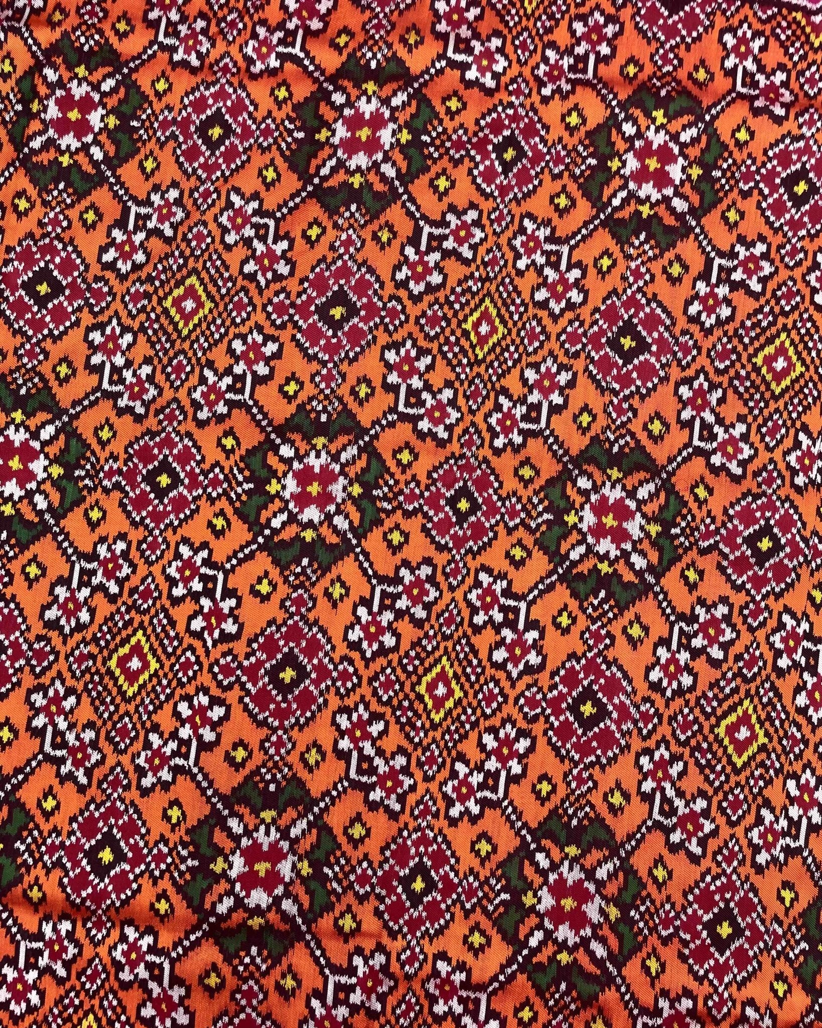 Pink & Orange Navratan Twill Patola Saree - SindhoiPatolaArt