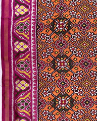 Pink & Orange Navratan Twill Patola Saree - SindhoiPatolaArt