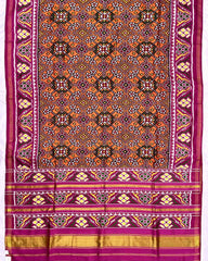 Pink & Orange Navratan Twill Patola Saree - SindhoiPatolaArt