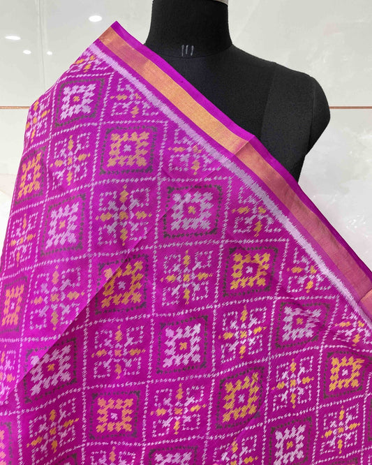 Pink Panchanda Designer Patola Dupatta - SindhoiPatolaArt