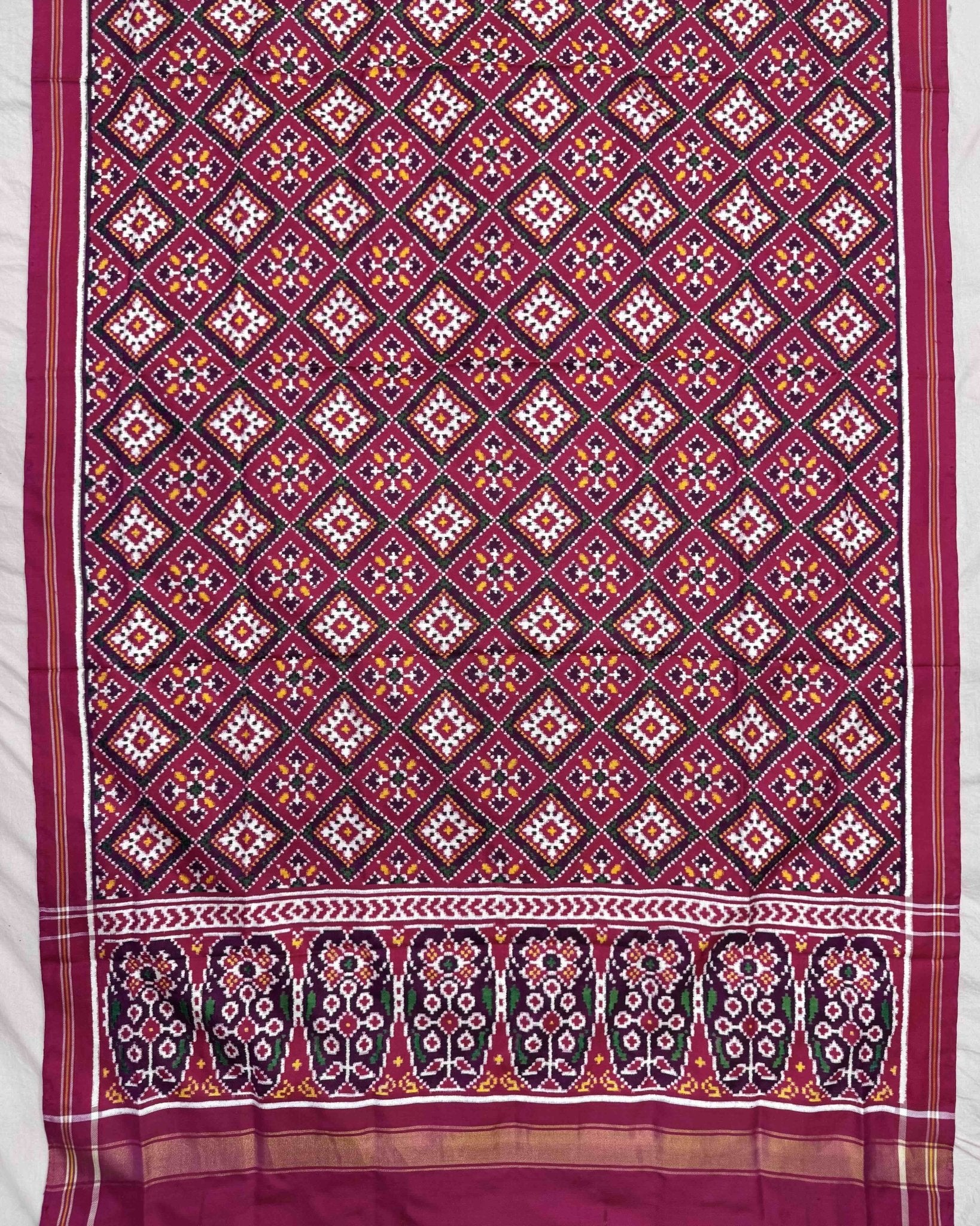 Pink Panchanda Double Ikat Patola Dupatta - SindhoiPatolaArt