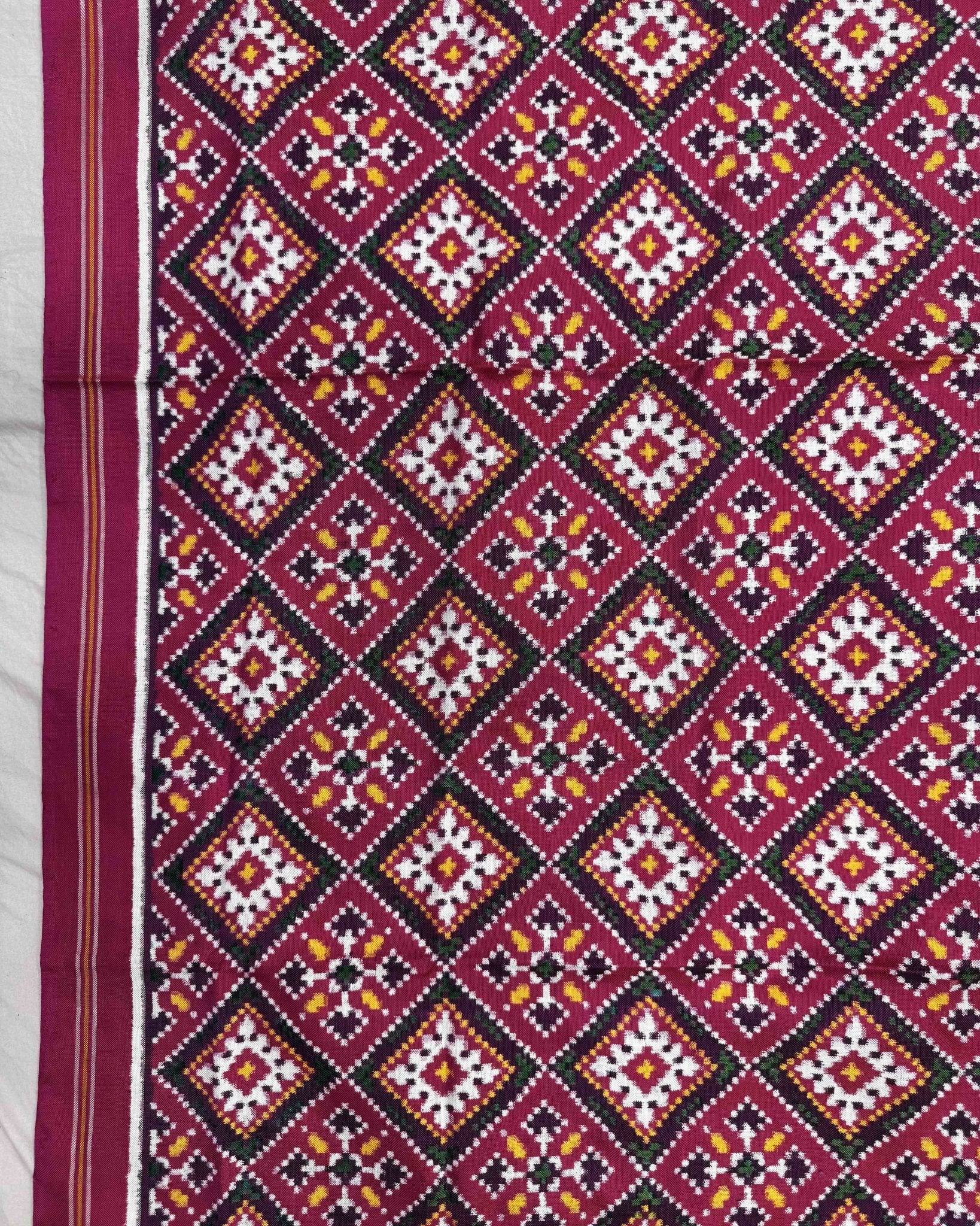 Pink Panchanda Double Ikat Patola Dupatta - SindhoiPatolaArt