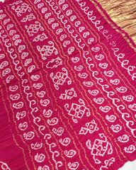Pink & Peach Gajji Silk Bandhani Saree - SindhoiPatolaArt