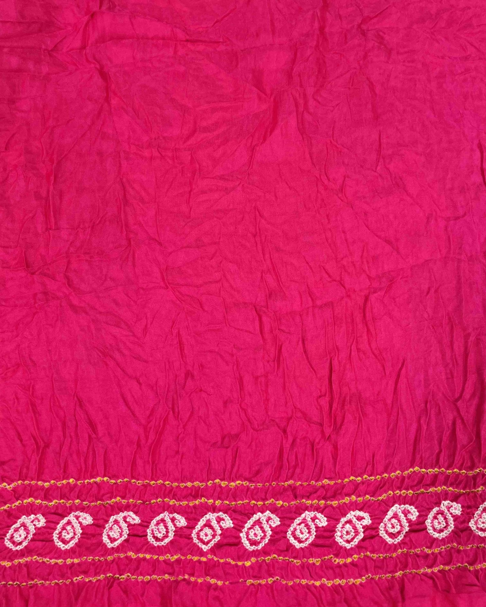 Pink & Peach Gajji Silk Bandhani Saree - SindhoiPatolaArt
