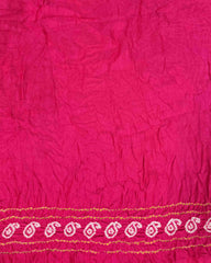 Pink & Peach Gajji Silk Bandhani Saree - SindhoiPatolaArt