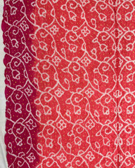 Pink & Peach Gajji Silk Bandhani Saree - SindhoiPatolaArt