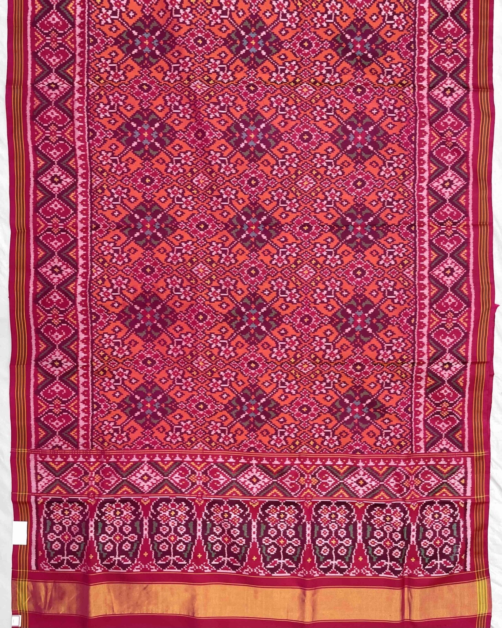 Pink & Peach Navratan Patola Saree - SindhoiPatolaArt