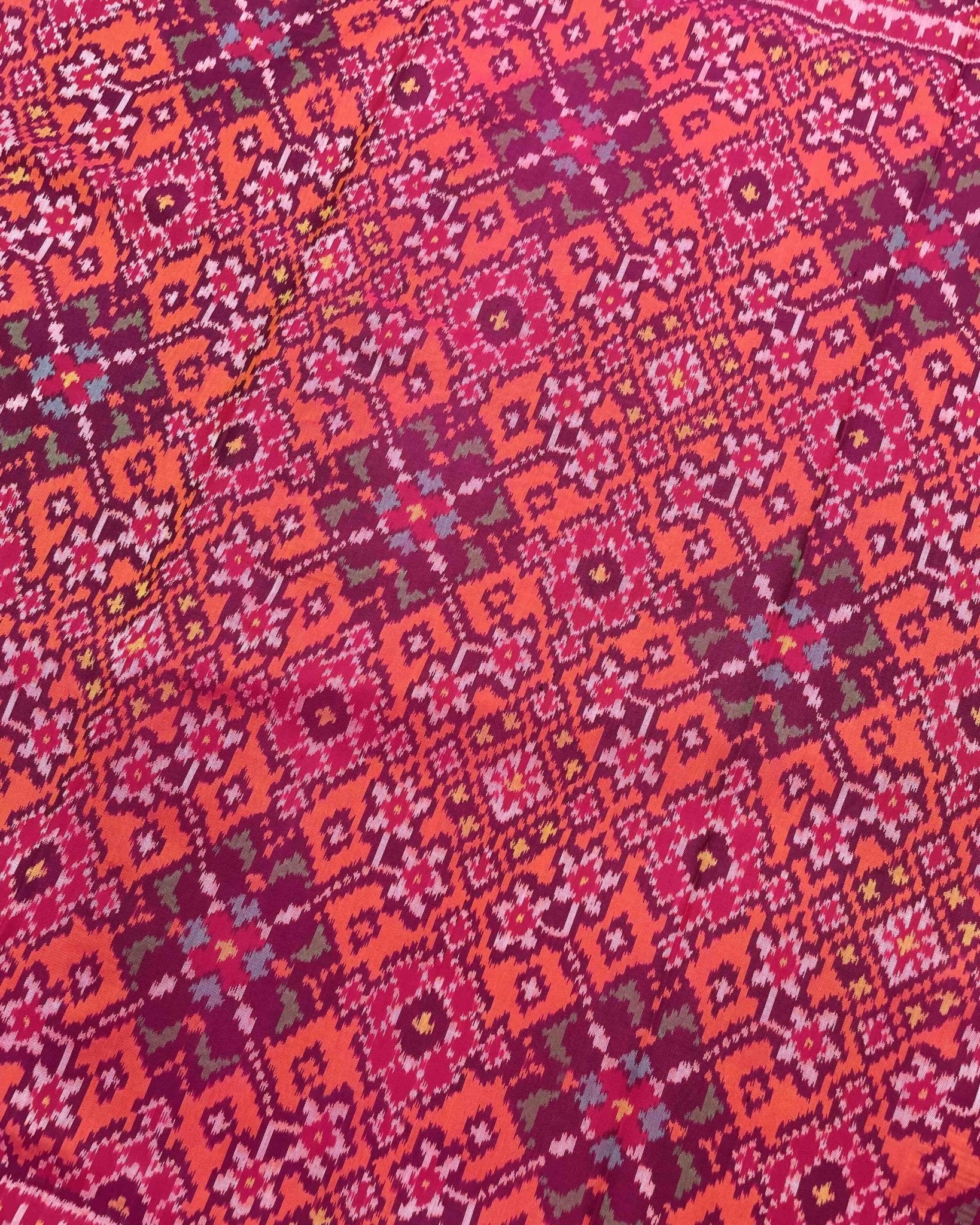 Pink & Peach Navratan Patola Saree - SindhoiPatolaArt