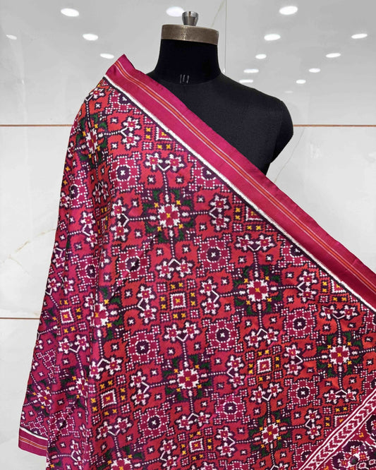 Pink & Peach Pink Navratan Patola Dupatta - SindhoiPatolaArt