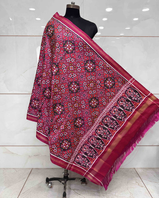 Pink & Peach Pink Navratan Patola Dupatta - SindhoiPatolaArt