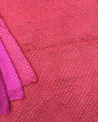 Pink & Peach Pink Shaded Munga Silk Bandhani Saree - SindhoiPatolaArt