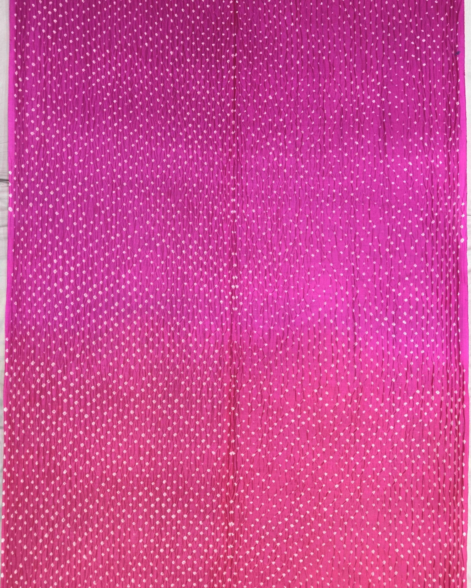 Pink & Peach Pink Shaded Munga Silk Bandhani Saree - SindhoiPatolaArt