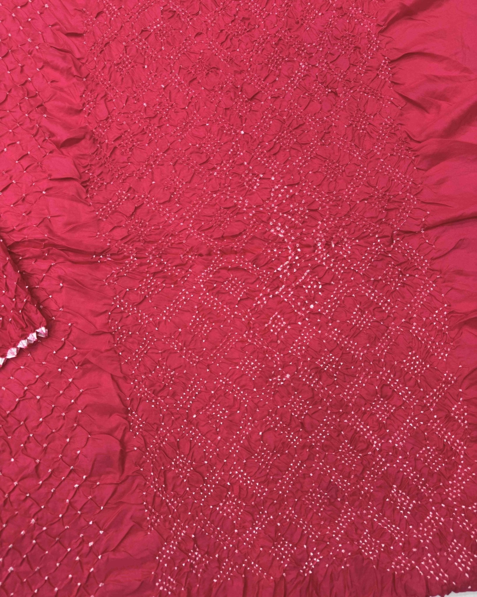 Pink & Peach Shaded Habotai Bandhani Saree - SindhoiPatolaArt