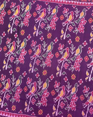 Pink & Purple Fancy Flower Birds Patola Saree - SindhoiPatolaArt