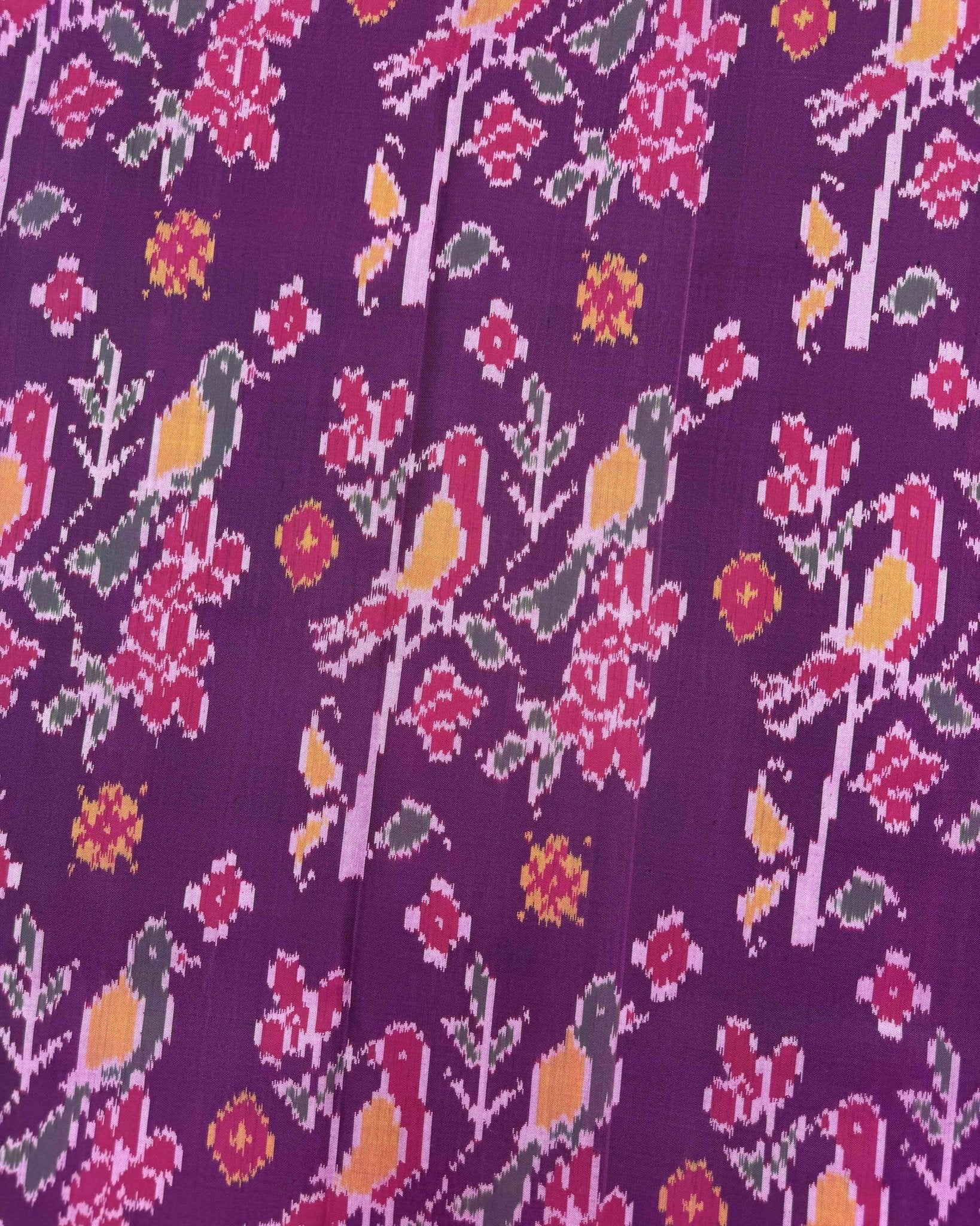 Pink & Purple Fancy Flower Birds Patola Saree - SindhoiPatolaArt