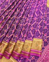 Pink & Purple Manekchowk Patola Saree - SindhoiPatolaArt