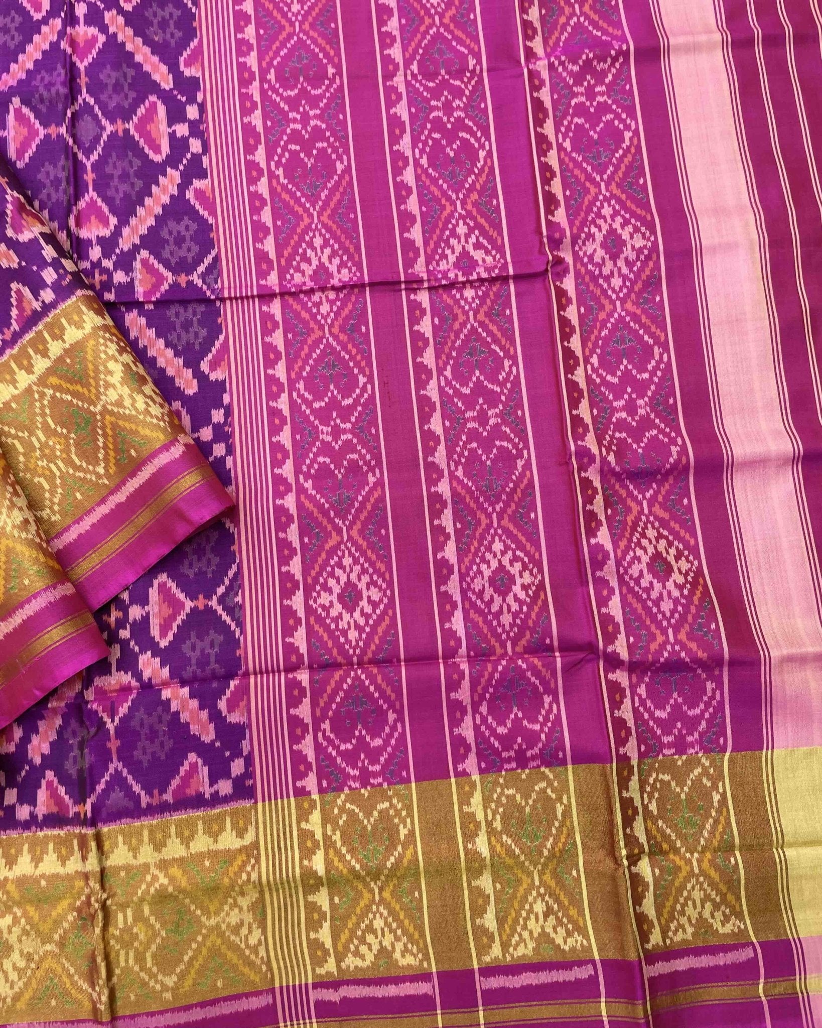 Pink & Purple Manekchowk Patola Saree - SindhoiPatolaArt