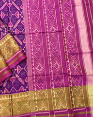 Pink & Purple Manekchowk Patola Saree - SindhoiPatolaArt