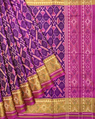 Pink & Purple Manekchowk Patola Saree - SindhoiPatolaArt
