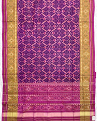 Pink & Purple Manekchowk Patola Saree - SindhoiPatolaArt