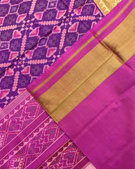 Pink & Purple Manekchowk Patola Saree - SindhoiPatolaArt