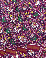 Pink & Purple Narikunj Double Ikat Patola Saree - SindhoiPatolaArt