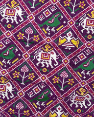 Pink & Purple Narikunj Double Ikat Patola Saree - SindhoiPatolaArt
