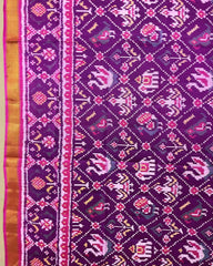 Pink & Purple Narikunj Patola Dupatta - SindhoiPatolaArt
