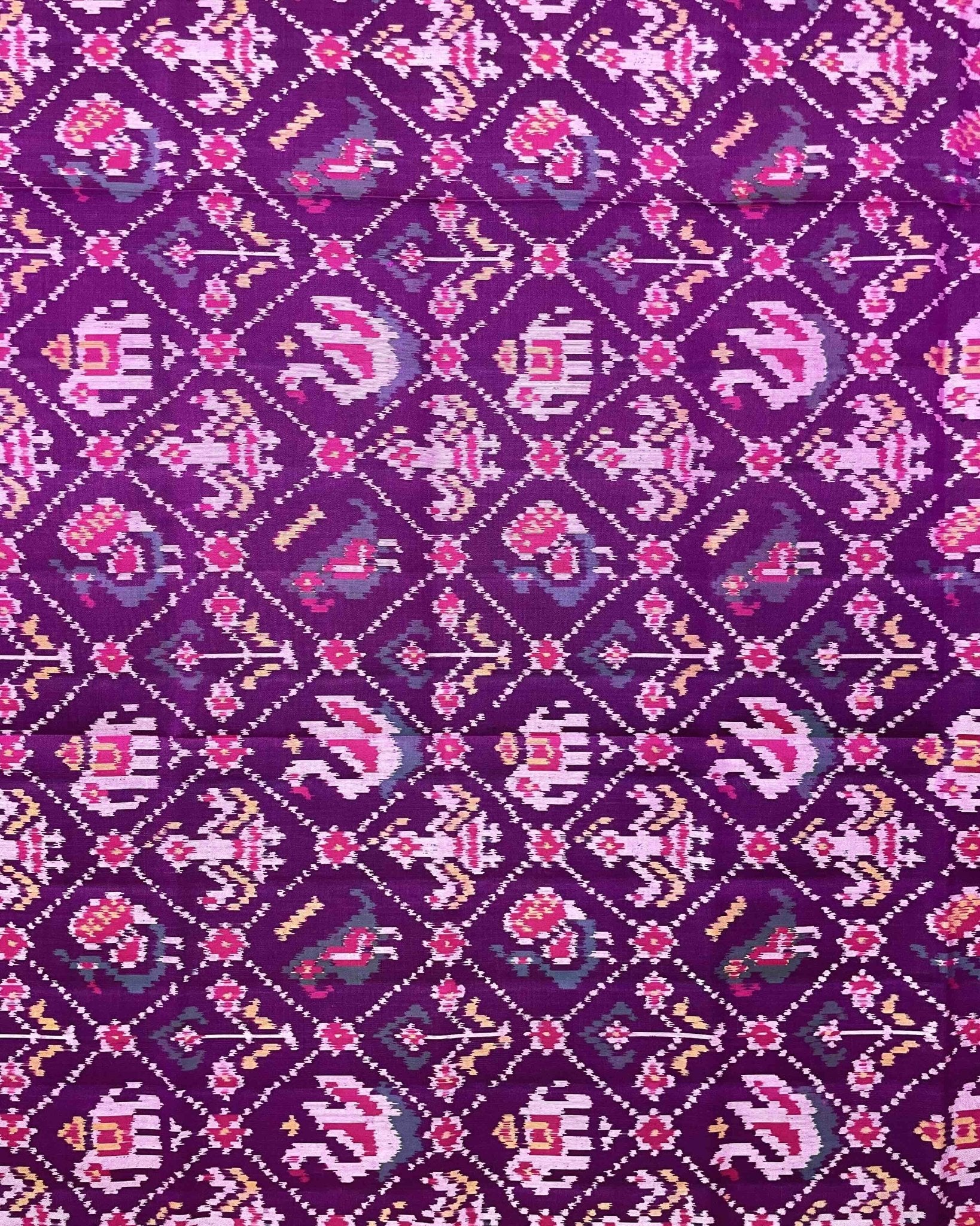 Pink & Purple Narikunj Patola Dupatta - SindhoiPatolaArt