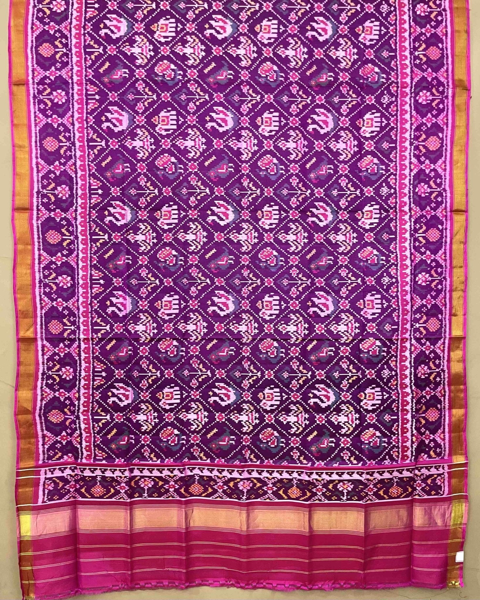 Pink & Purple Narikunj Patola Dupatta - SindhoiPatolaArt