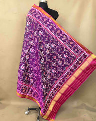 Pink & Purple Narikunj Patola Dupatta - SindhoiPatolaArt