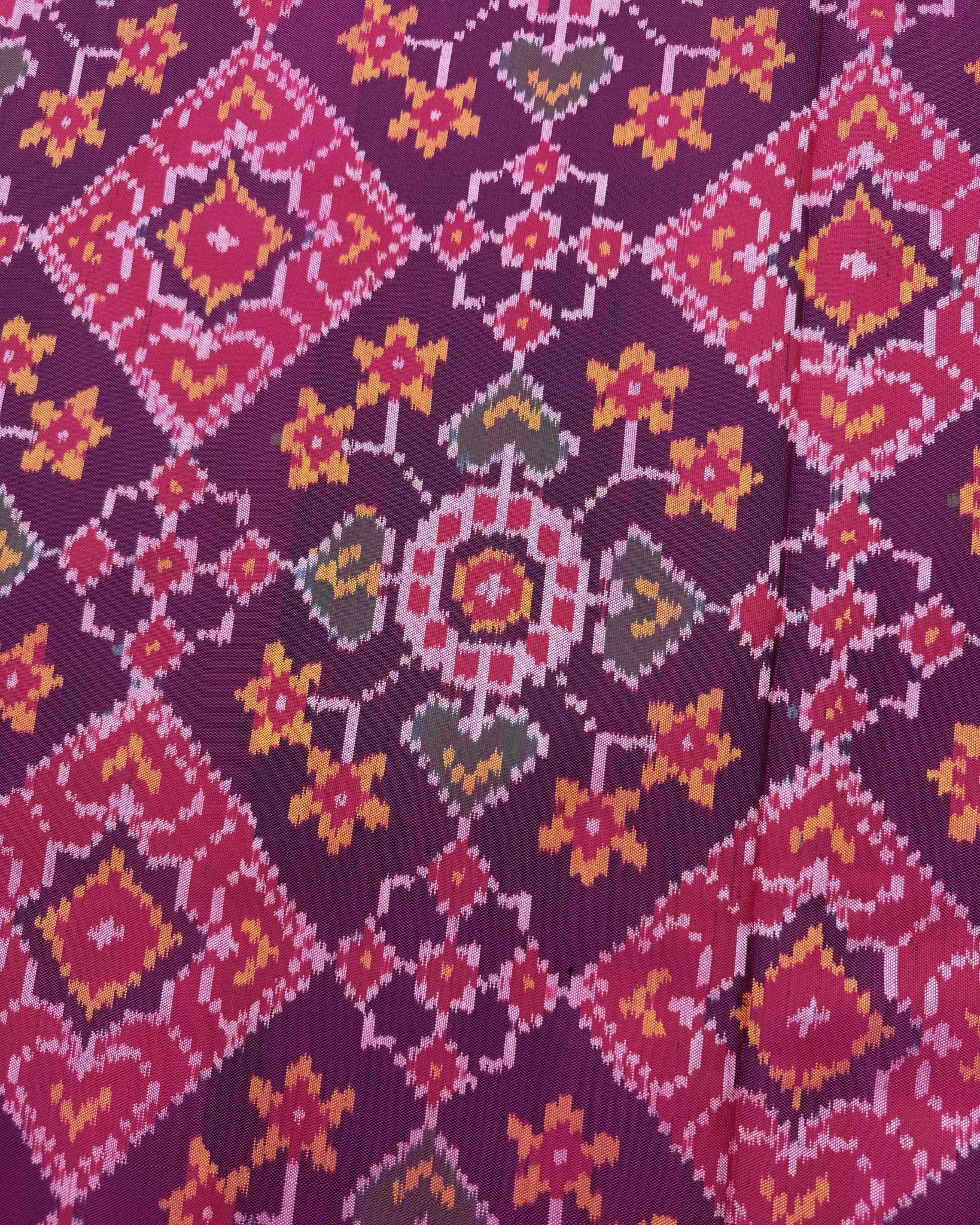 Pink & Purple Navratan Manekchowk Mix Patola Saree - SindhoiPatolaArt