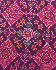 Pink & Purple Navratan Manekchowk Mix Patola Saree - SindhoiPatolaArt